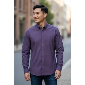 Ted Baker Endurance Shirt Mens 14.5 34/35 Burgundy Blue Geometric Button Up